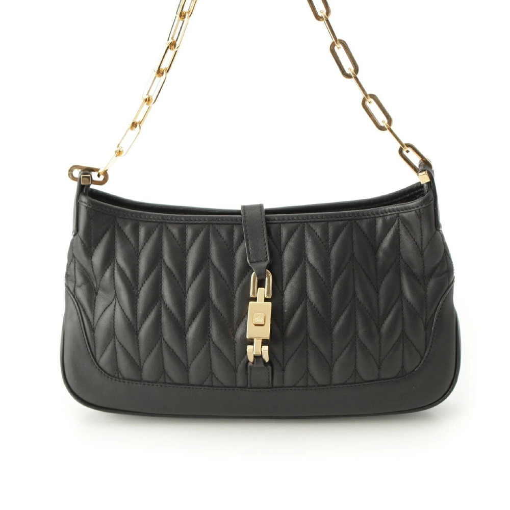 Gucci Jackie Leather Chain Shoulder Bag Black
